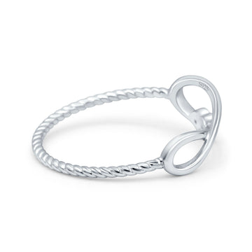 Infinity & Heart Ring Wedding Engagement Band Round Simulated Cubic Zirconia 925 Sterling Silver (7mm)